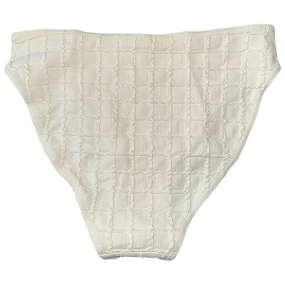 Eres Women’s 38 M Ivory Cream Textured Windowpane High Waisted Bikini Bottom - Picture 3 of 7